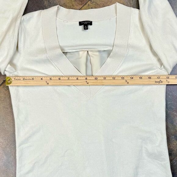 Talbots Women's V-Neck Pullover Cream Sweater Petite Small - Picture 7 of 10